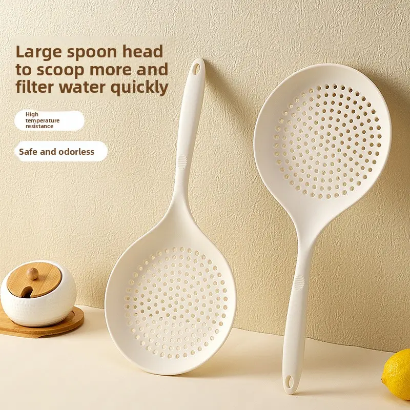 Silicone large skimmer, hot pot spoon, household high-temperature resistant skimmer for noodles, dumplings, and flour, multifunctional kitchen strainer