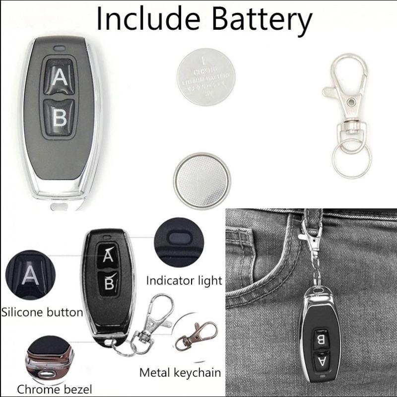 433mhz Universal Wireless Remote Switch, 220v Single Channel Relay Receiver with 2 Transmitters, Garage Door, Electric Curtains, Lighting