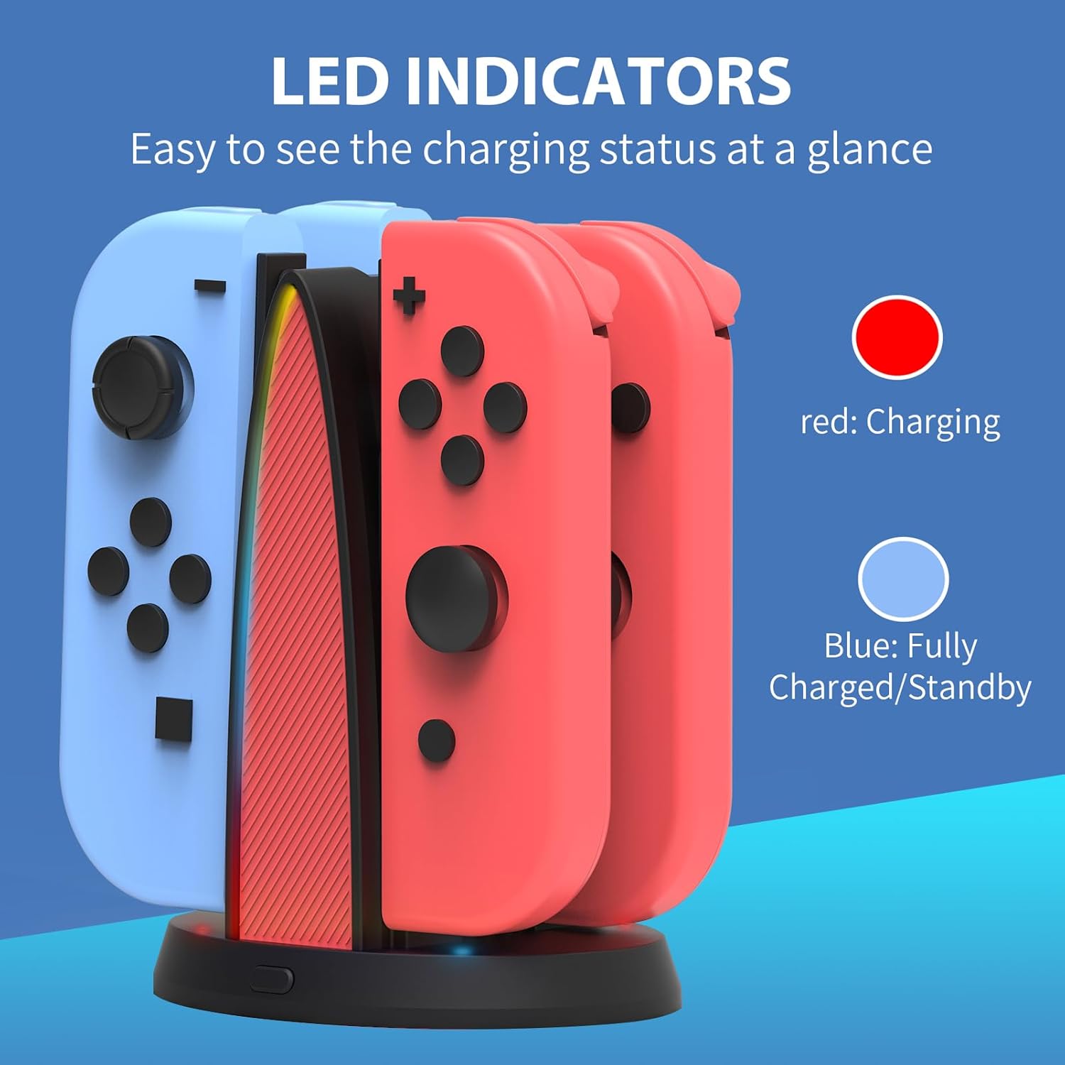 Controller  Dock for   JoyCon, Joy Con Charger Station Compatible with OLED, 4 in 1 JoyCons   Accessories with LED Indication and USB Type-C Cord