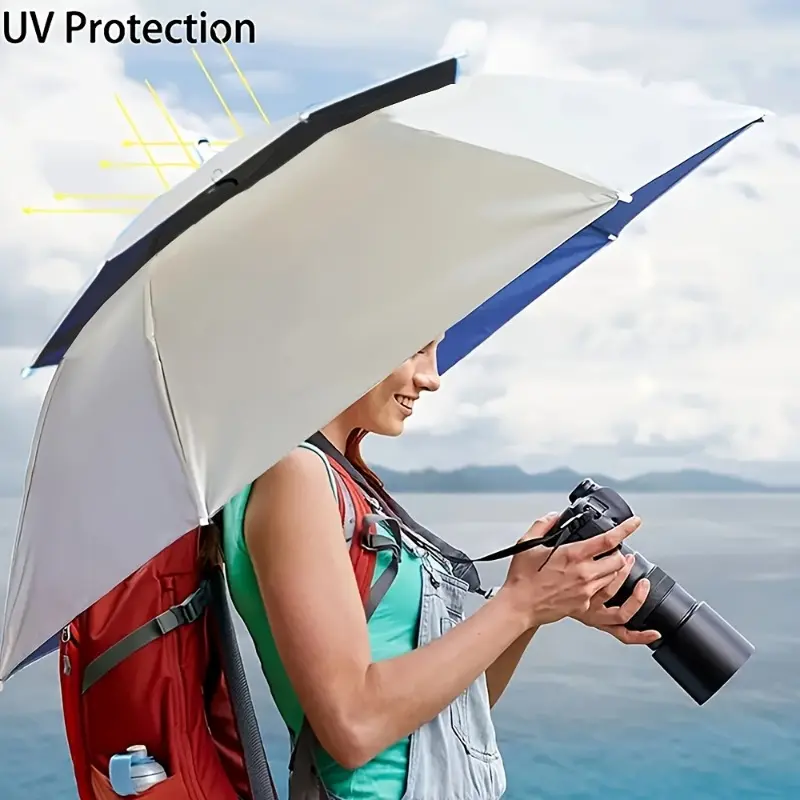 36-Inch large collapsible umbrella cap, one-piece, double-layered design, suitable for outdoor activities such as fishing, golf, camping, beach outings and gardening. Adjustable and easy to use, it is a lightweight option for fishing.