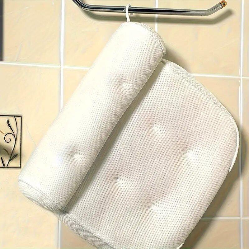 Bathtub Pillow with Anti Slip Suction Cup, 1 Count Bath Cushion for Neck and Back Support, Essential Bathroom Accessory