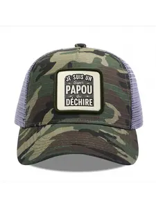 Je suis un super papou qui dechire 1 Camouflage Mesh Baseball Cap for Men & Women - Adjustable Snapback Trucker Hat, Breathable Back for Hiking, Fishing, Camping, Golf & Casual Outdoor Attire Camouflage Random