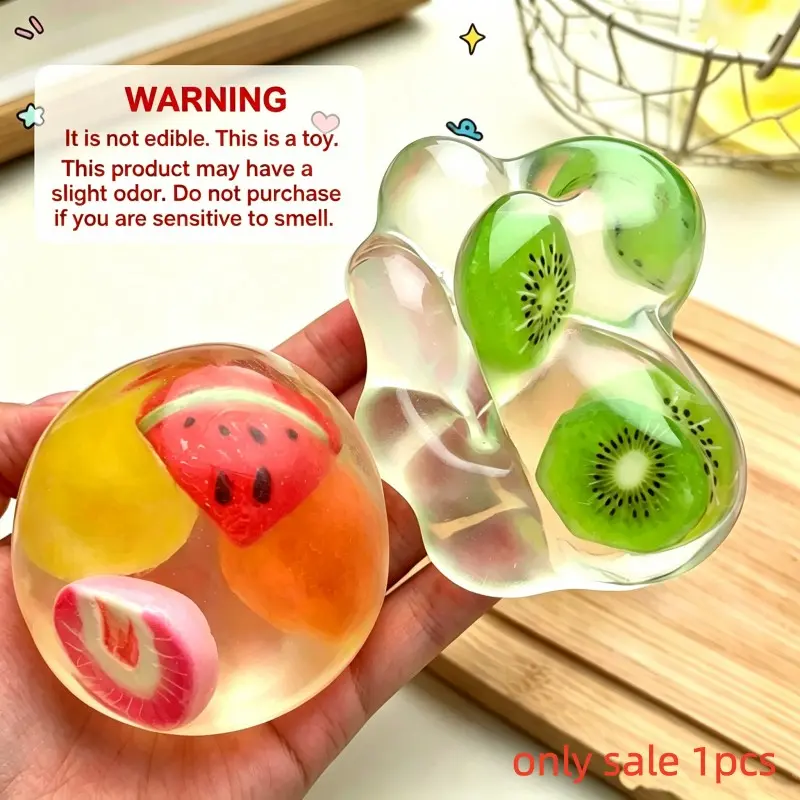 Fruit Series Coconut Oil Ball Squeeze Toy Handmade Shapeable No Rebound Stress Relief Ball Stress Relief Toys
