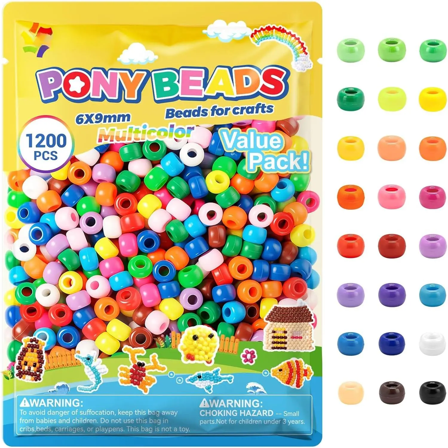 1200 count Kandi Beads for Hair Braiding Bracelet Making Crafts | Bagged Plastic, Hair Braiding  Key Chains Lacing DIY for  Over 6v