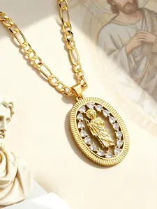 1 Piece Trendy St. Jude Pendant Necklace, Unisex Religious Accessory, Patron Saint of the Despairing, Faith Themed Sanctuary Necklaces, Perfect Holiday Gift Representative, Easter/Ascension/Daily Wear Santa Juda reza por el collar colgante de refugio