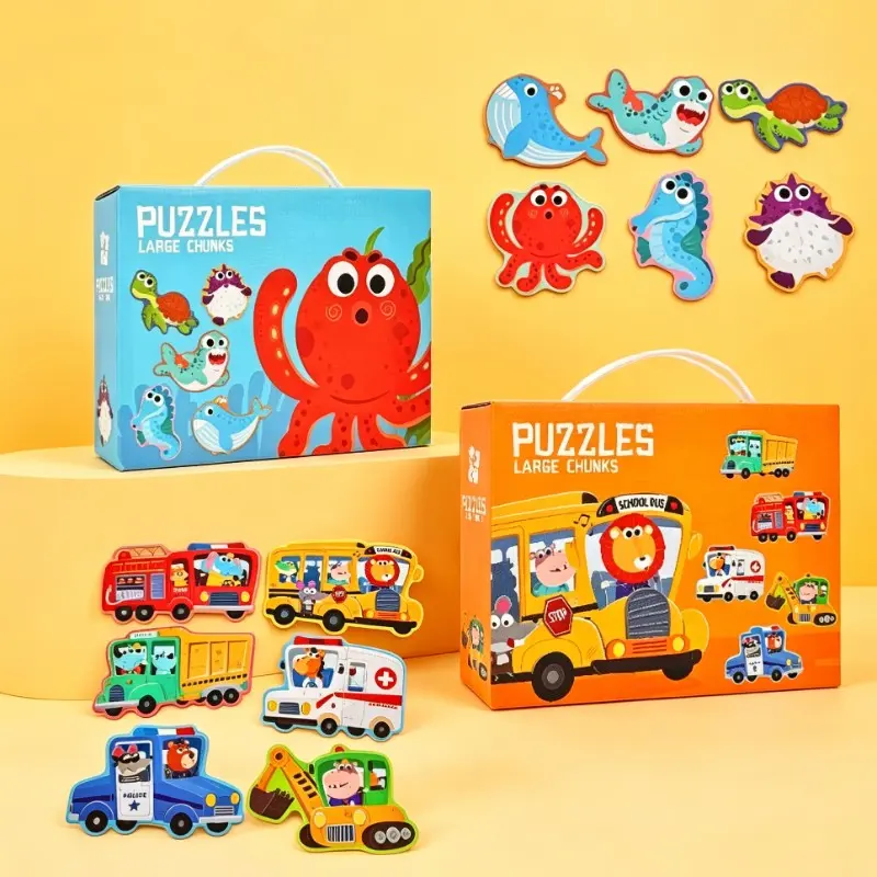 Creative Large Piece Puzzle for Kids, 6 Themes Available, Enhances Fine Motor Skills, Parent-Child Interactive Game, Portable Gift Box