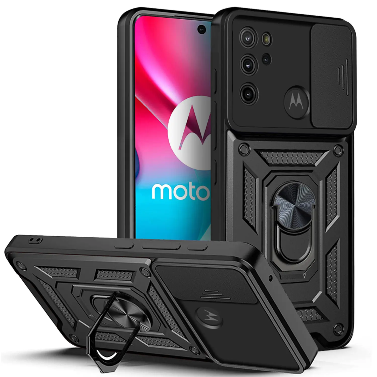 Case for Motorola Moto G60s Military Grade Full Protection, Shockproof, Dust Proof, 360 Degree Rotatable Ring Stand, Pure Color for Moto G60s Phone Case