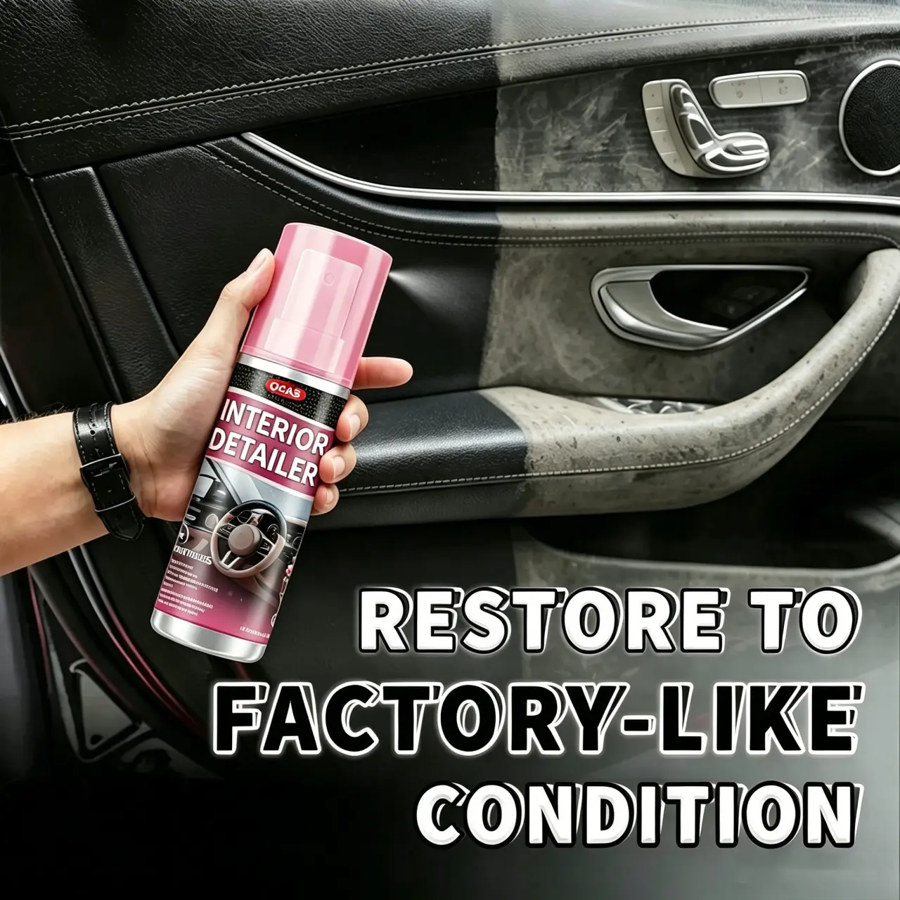 Car Interior Detailer Restorer & Protectant Kit - 3.38 oz UV Protection, Non-Greasy Satin Finish, Waterless Cleaner Waxes, Interior Detailing Products, Car Detailing Chemicals, Leather Plastic Rubber Care, Father's Day Gift