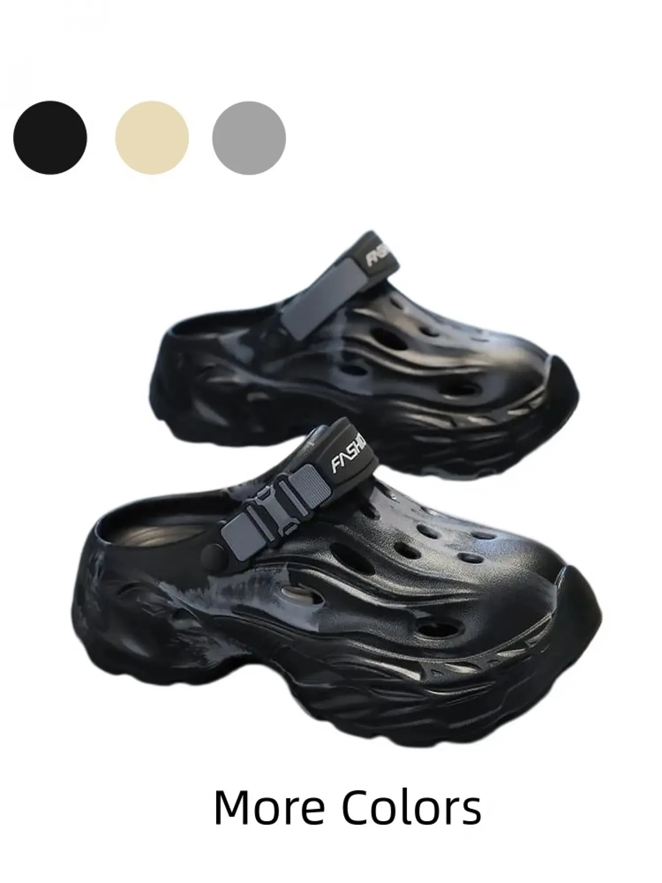 1 Pair Couple Low Saturation 3 Color Functional Clogs Gradient Tie Dye Round Safe Toe Dual Wear Buckle Strap Wide Hollow Beach Activity / Short Travel - Full Foam Sole Quick Water Drain Stable Anti Tilt Slimming Platform