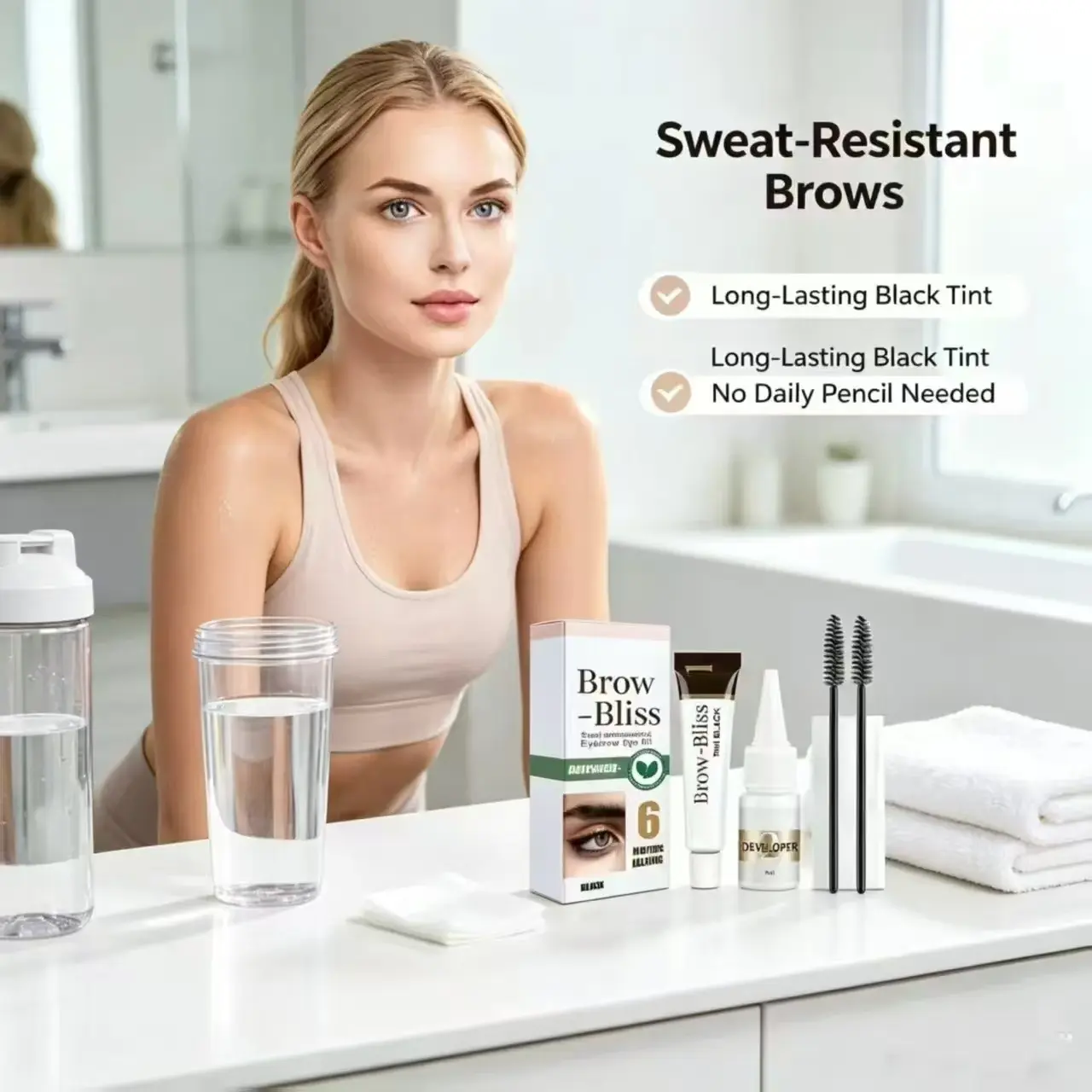 Waterproof Eyebrow & Lash Tint Kit Long Lasting No Smudge No Transfer Brow Mascara Set Sweat Resistant Brow Dye Makeup Set