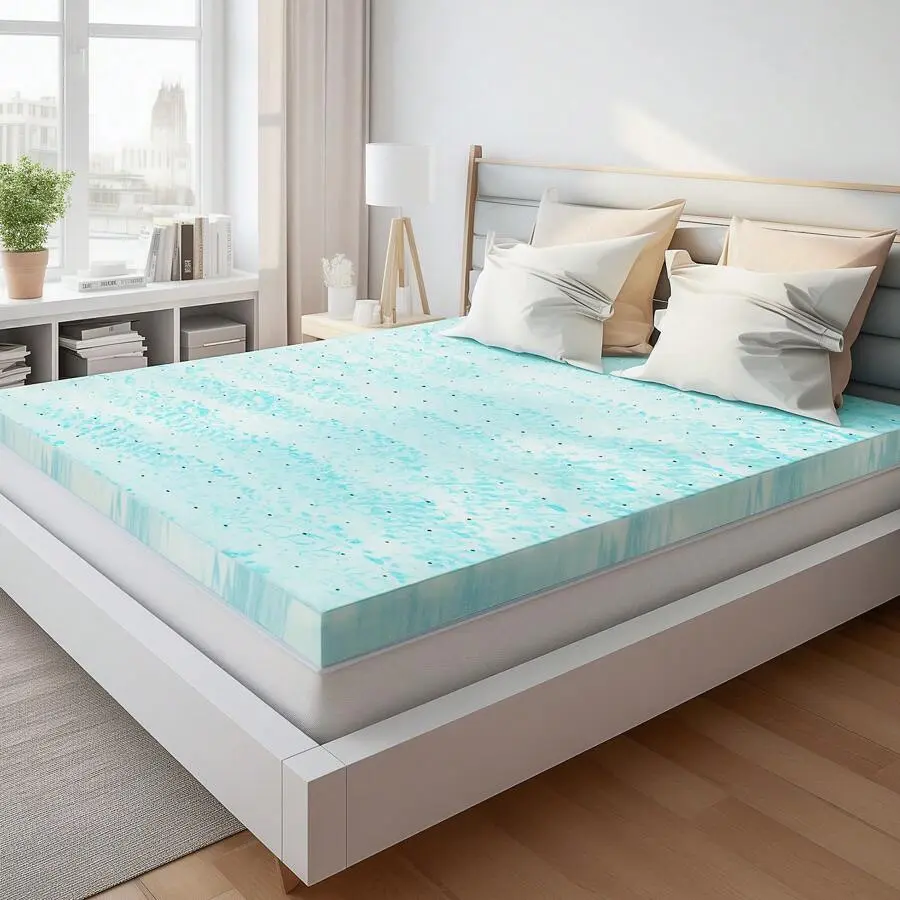 Memory Foam Mattress Topper 2 Inch Thick Gel Infused Cooling Toppers Bed Pad, CertiPUR US Certified, Ventilated And Breathable Sleeper Sofa