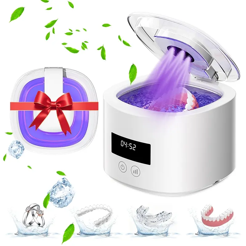 Portable denture cleaner, ultrasonic denture cleaner, holder, invisible denture cleaner, cleaning tool for summer