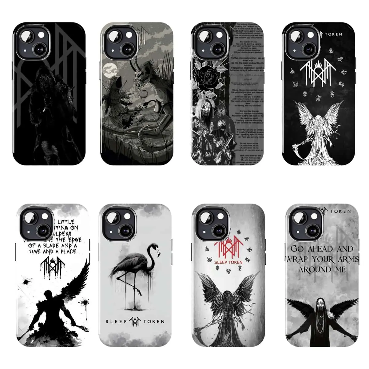 Sleep Token Dark Aesthetic Mystic Pattern Shockproof Hard Case for iPhone 11–17 Pro Max/Plus Series and Samsung Galaxy S23–S25 Series. A band-themed fan gift.