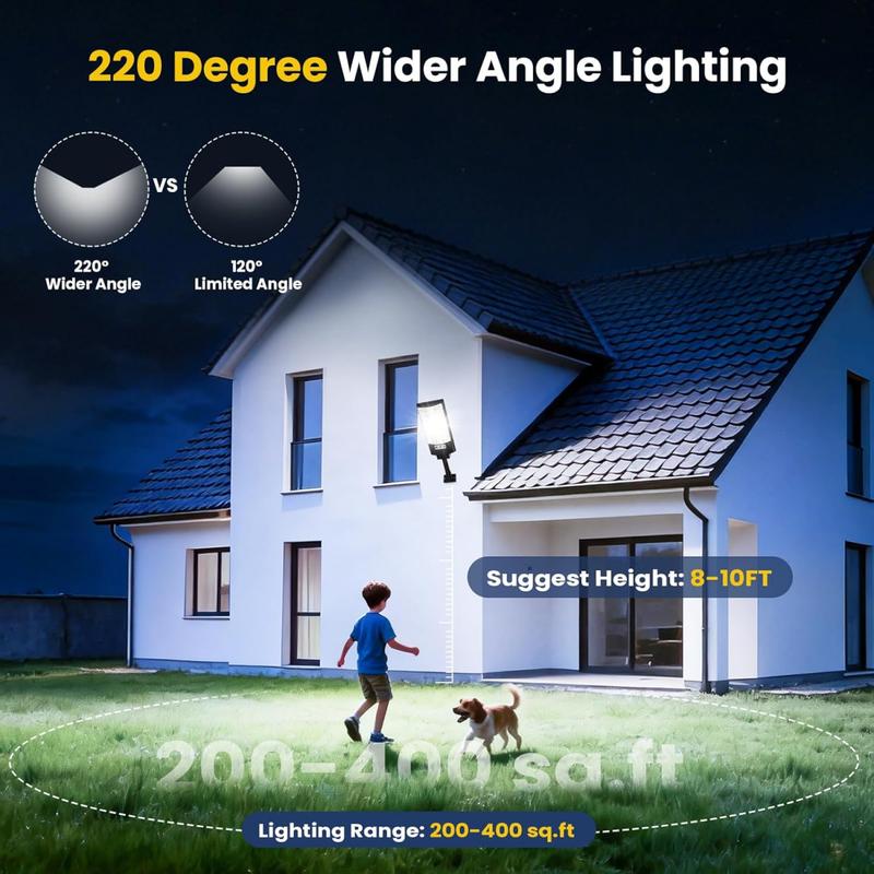 2-Pack Solar Street Lights Outdoor Waterproof, 12000LM Solar Lights with Motion Sensor, LED Flood Light with Remote, 6500K Dusk to Dawn Outdoor Lighting, Solares Parking Lot Light for Driveway Garage