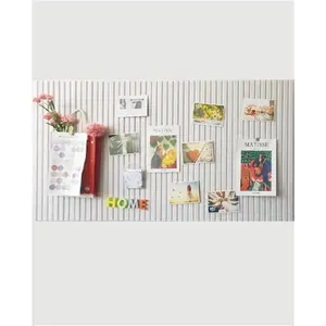 24 x 16 inches Large Decorative Felt Pin Bulletin Board 0.35" Thick Foldable Photo Display Vision Board with Self-Adhesive Tape for School Home Kitchen Office Walls Beige