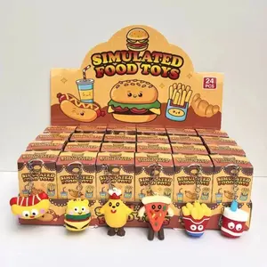 24 Mini Burger Keychain Blind Box, Cartoon Toy School Prize, Blind Box Gift, Mini Pendant, Collectible Keychain, Cute Key Ring