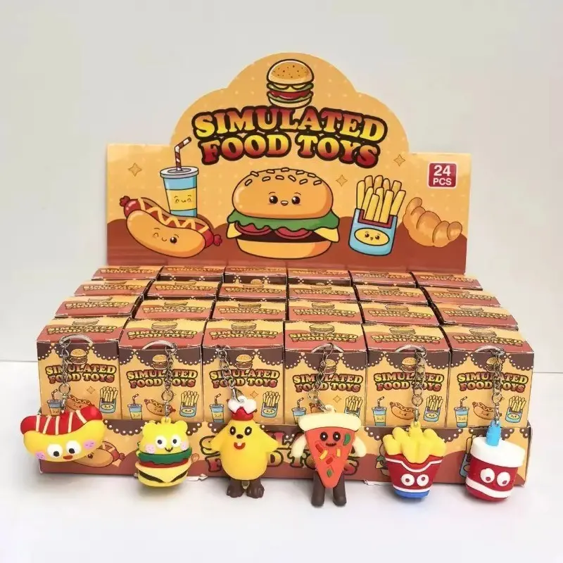 24-Piece Mini Burger Keychain Blind Box, Cartoon Toy School Prize, Blind Box Gift, Mini Pendant, Collectible Keychain, Cute Key Ring