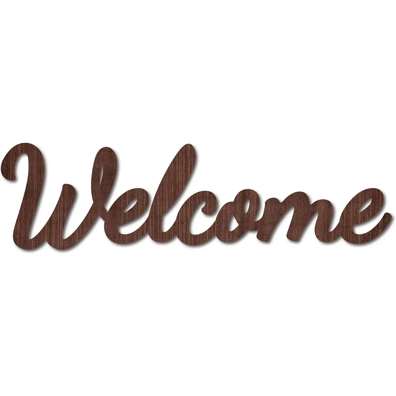 Cutout Welcome Sign Wooden Wall Art Decor Wood Word Sculpture Signs Rtic Farmhoe For Hoewarming Home Front Door Entryway Wall Decoration, Brown, 11.9 x 3.2inch