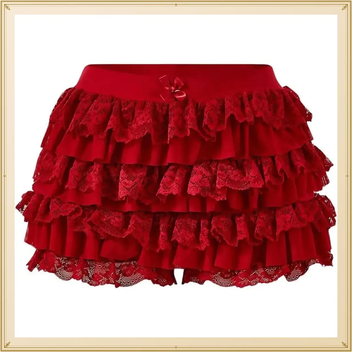 Women's Yk Ruffle Shorts Lace Lolita Bloomers Elastic Waist Bow Front Shorts Micro