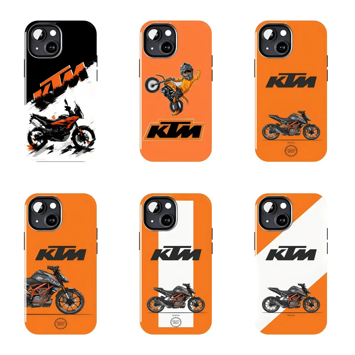 6 Styles KTM Off-Road Bike Stunt Rider Orange Solid Print Phone Case, Anti-Scratch TPU Cover, Minimal Motocross Dirt Bike Rider Phone Shell for All iPhone Models
