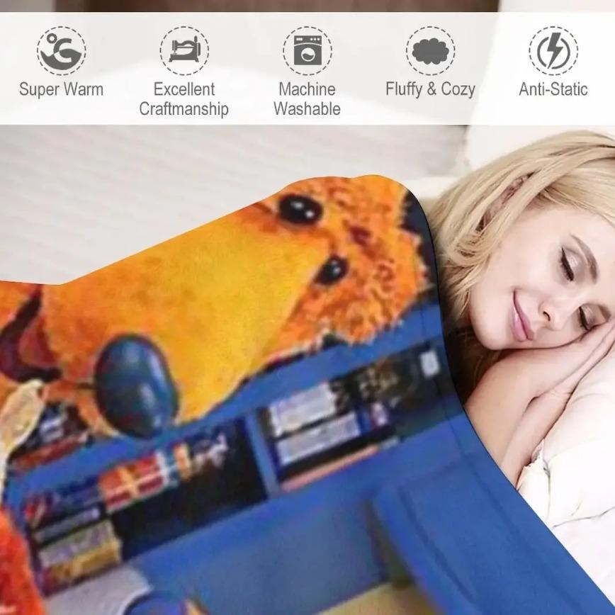 Bear In The Big Blue House Blanket Ultra Soft Plush Flannel Cozy Warm Lightweight Bedroom Couch Sofa Travel Camping Throw Decor Decorative Throw Perfect Birthday Gift Christmas Gift for Kids Adults Viral Trending Nostalgic 90s Aesthetic Style