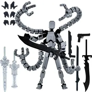 T13 Action Figure 3D Printed Multi-Jointed Movable Titan 13 Lucky Dummy Nova Robot Action Figure Desktop Assembly Completed Gift