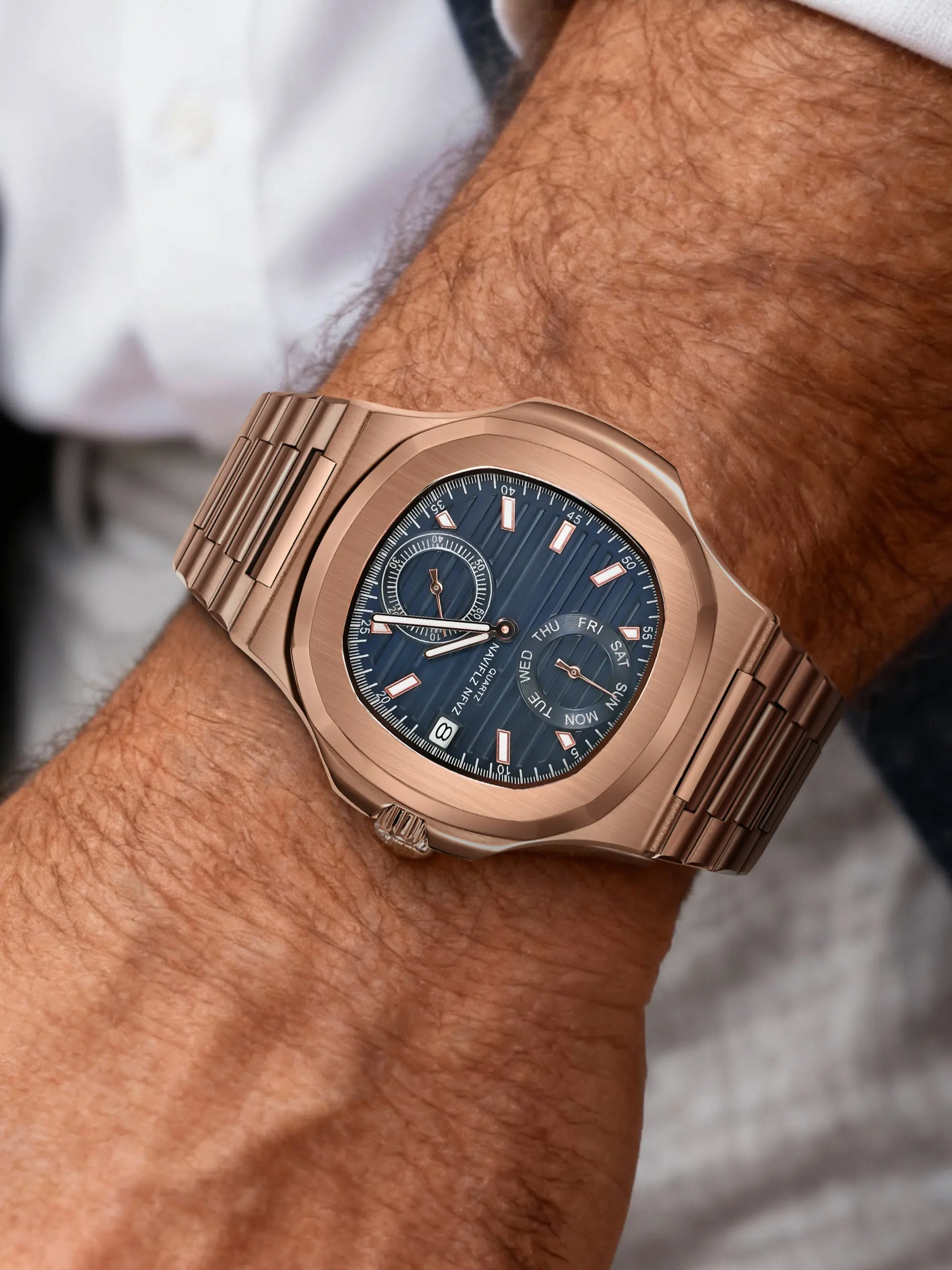 2026 New Naviflz Nfvz Men's Luxury Watch, Imported Quartz Movement, Stainless Steel, Calendar Function, 5990 Classic Series, Classic Analog Watch, High-Quality Wristwatch, Quartz Analog Timepiece
