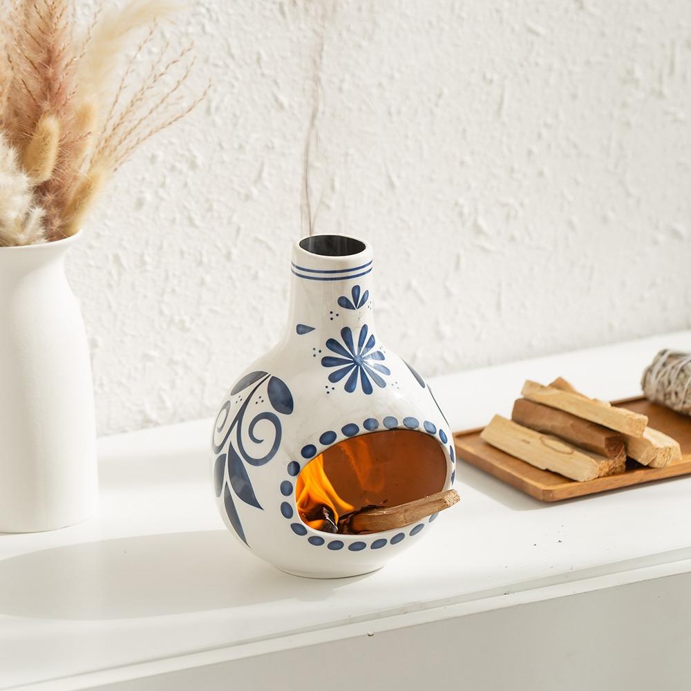 Handmade Holy Wood Ceramic Incense Burner, Modern Fireplace Holder, Simple Cone Shaped Design, Ideal for Meditation & Aromatherapy Decor, Fragrance Accessories