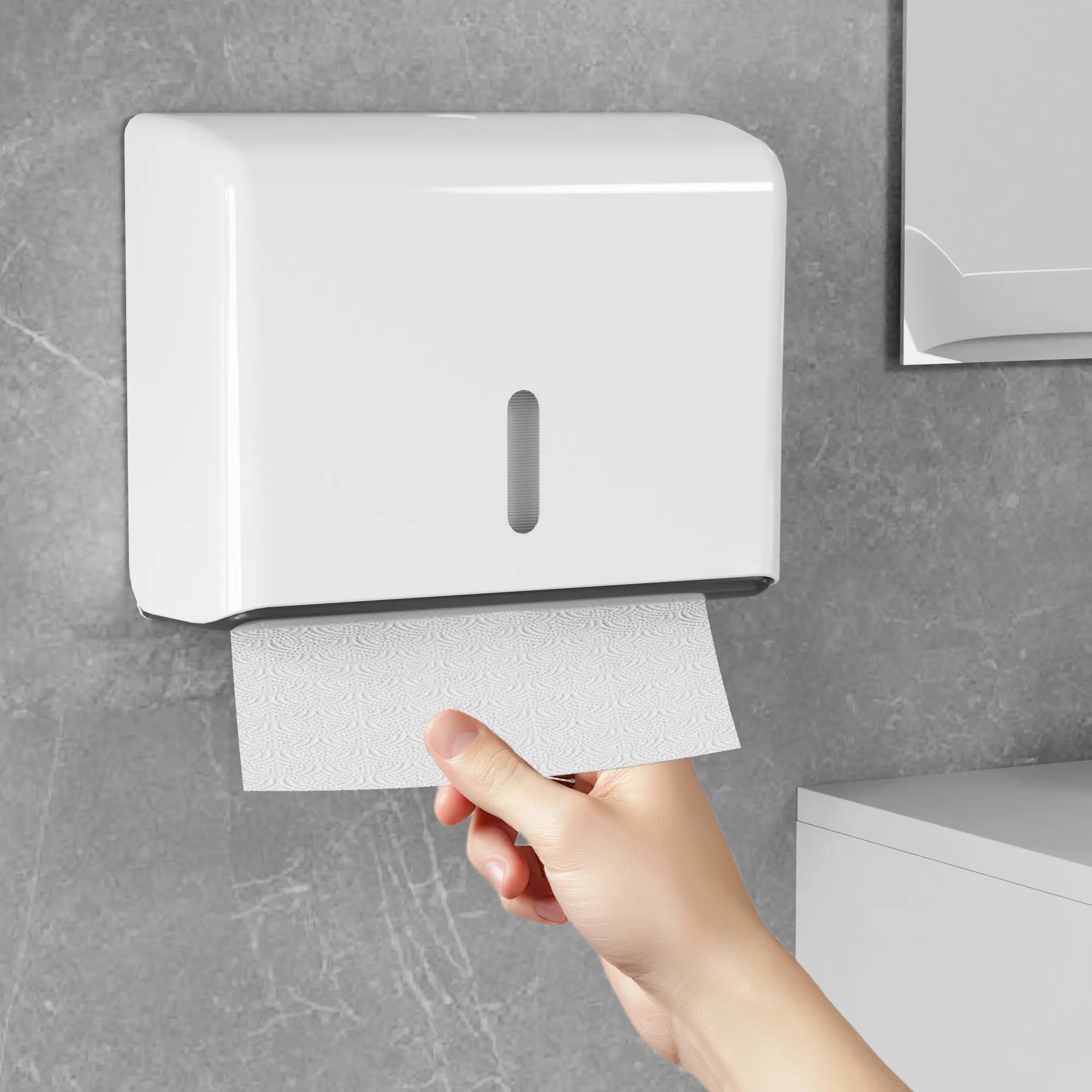 Large Capacity 200-Ply Hand Towel Dispenser, Wall-Mounted Paper Holder, No-Drill Installation, Waterproof, Bathroom & Kitchen Use