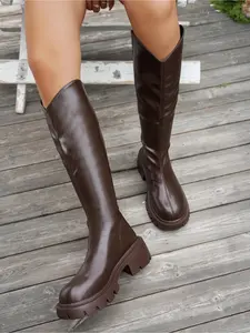 2026 New Large Size Thick Sole Anti-Slip Slimming Tall Knight Boots, Over-The-Knee Back Zip Fashion Boots, Commute/dating/fall/winter Versatile Boots