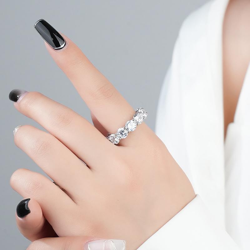 7.5-8carats 5mm D Color Moissanite Row Ring Sterling Silver Wedding Band Rings For Women Wedding Rings for Women, Eternity Band, Classic Style Men'S Women'S Fashion Stacking Band Ring Engagement, Christmas Thanksgiving Gifts For Couple
