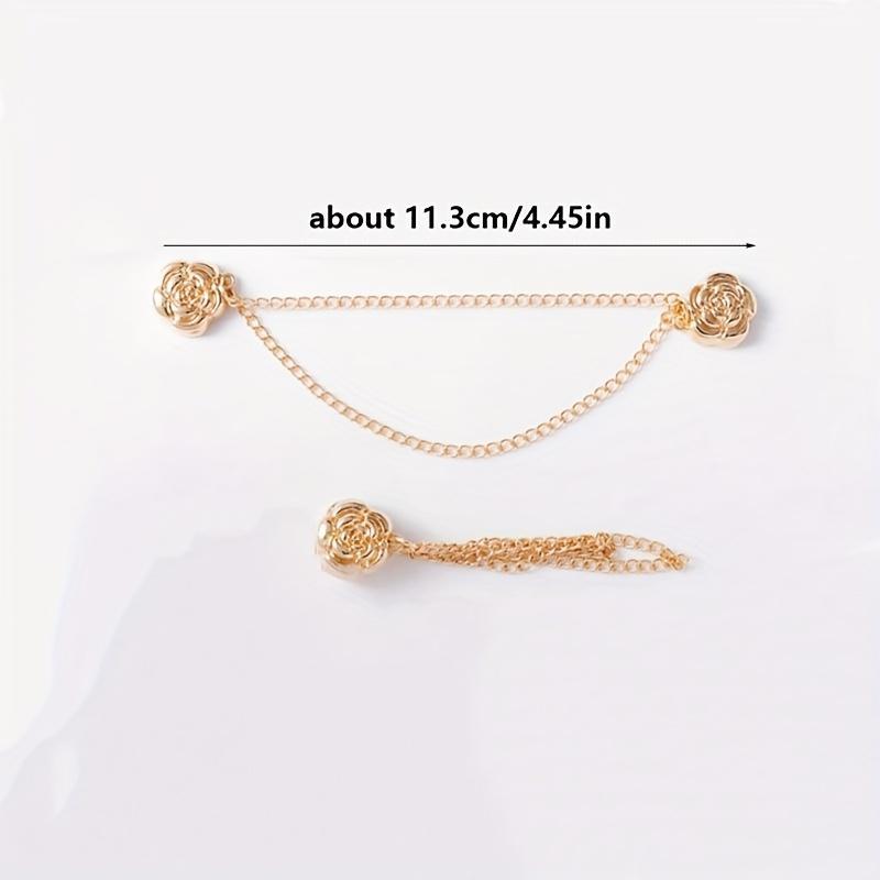 6Pcs Camellia T-Shirt Button Clips, Adjustable Clothing Hem Fixing & Cuff Adjusters, Elegant Decorative Metal Fasteners for Shirt Sleeve & Pants Hem Shortening