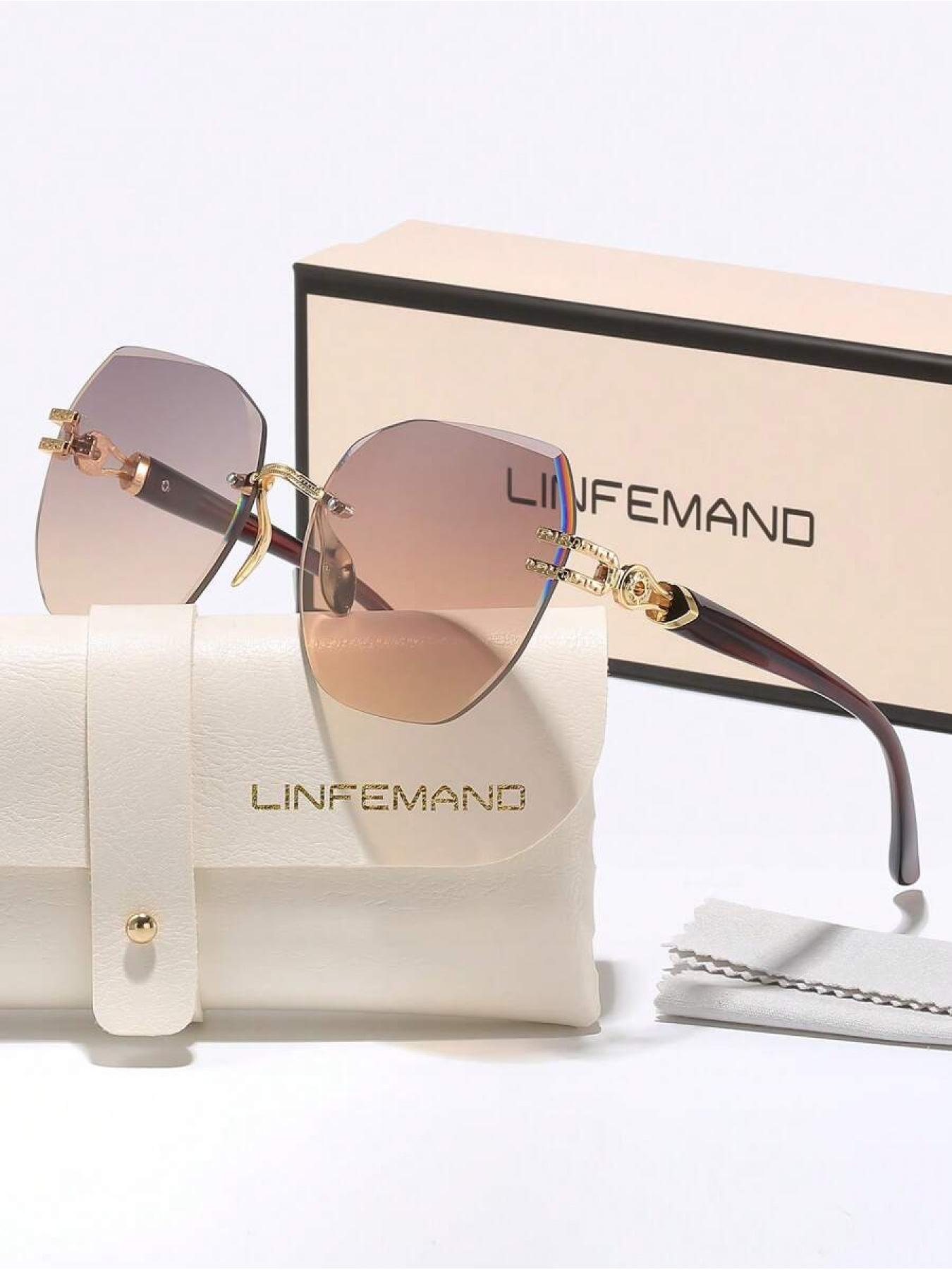 Elegant Lightweight Rimless Sunglasses, Trendy Casual Geometric Frame Sunglasses for Women, Fashion Accessories for Everyday Use and Outdoor Activities