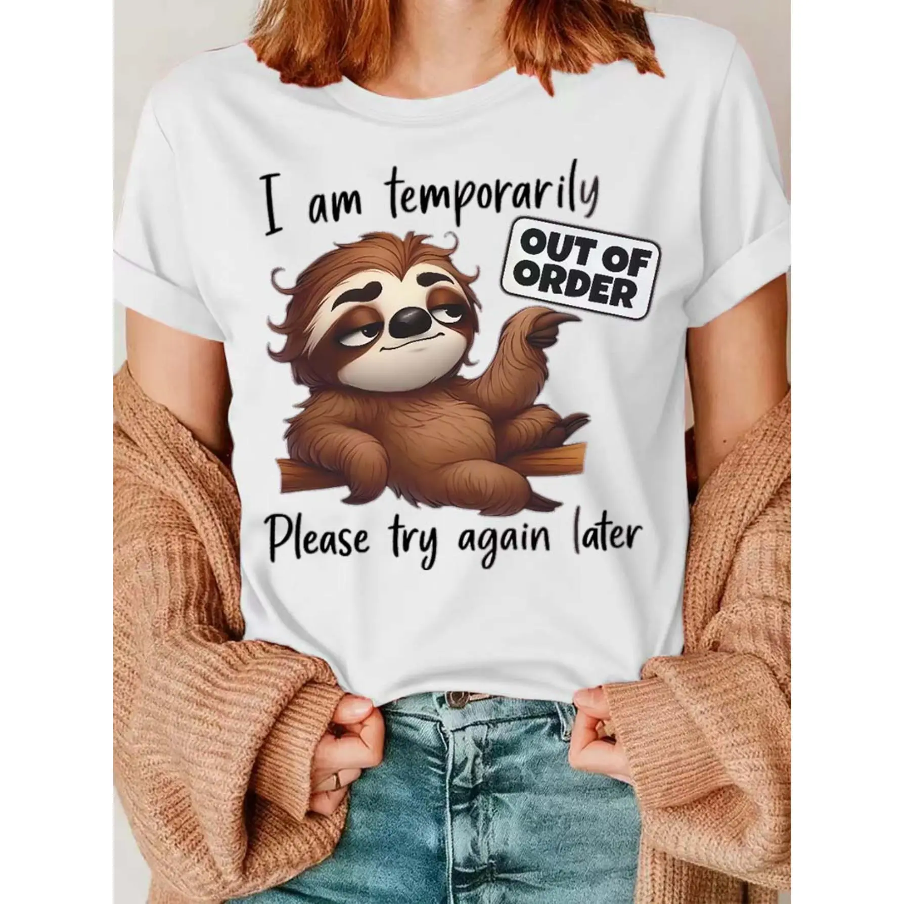 Plus Size, Women's Casual Fashion Printed T-Shirt in Sizes 0-8XL, Trendy Base Layer for Daily Outings,  Style, Suitable for All Seasons, Casual Wear, Short Sleeve Crew Neck T-Shirt Available in Multiple Colors, Plus Size Women's T-Shirt, a Creative