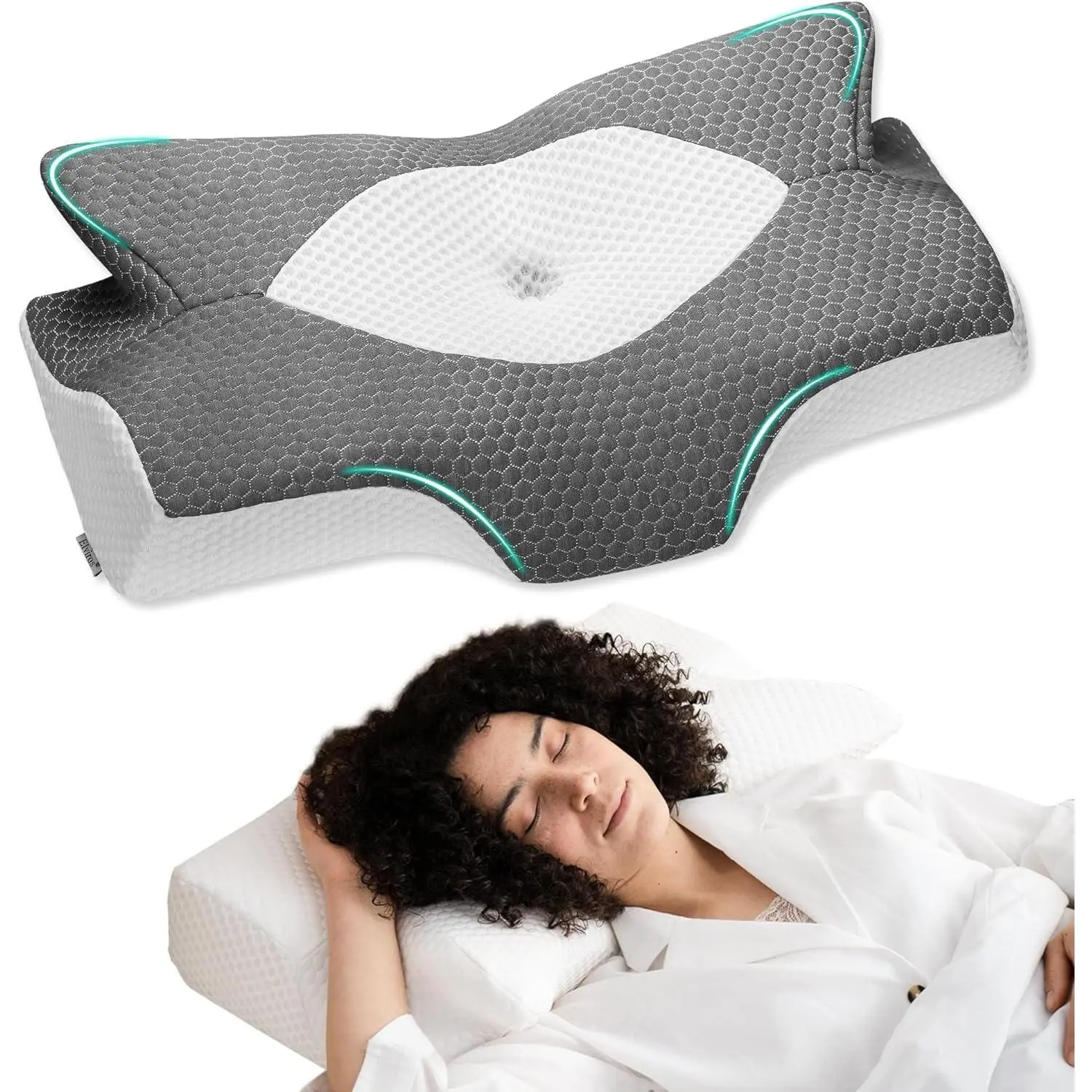 Cervical Memory Foam Pillows for Neck and Shoulder Pain, Neck Pillow for Sleeping, Side Sleeper Pillows for Adults, Ergonomic Orthopedic Sleeping for Back and Stomach Sleepers (Medium Firm)