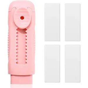and White Erasers for Pencils - Refillable Push-Pull Eraser Set with 4 Extra Refills