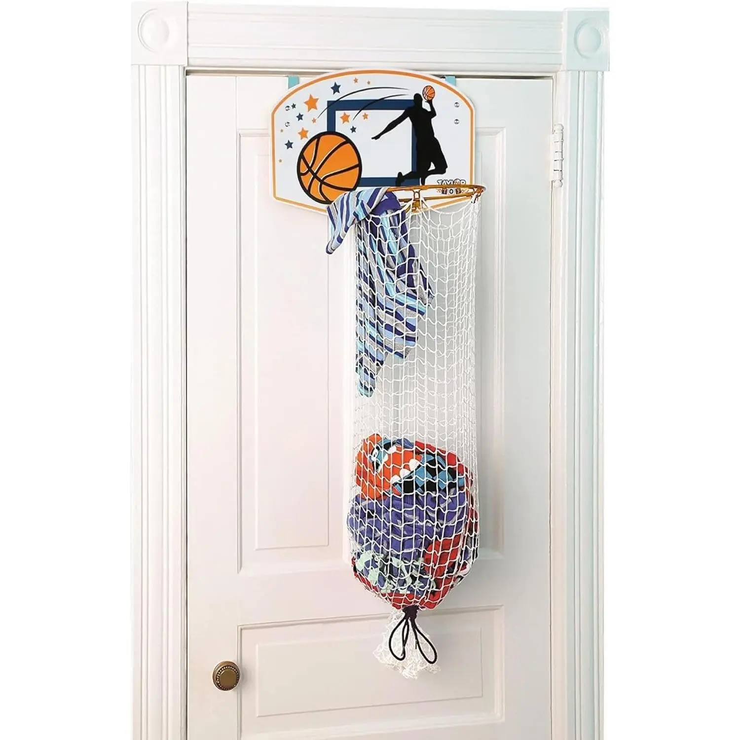 Over the Door Hanging Laundry Hamper – Basketball Hamper for Kids Bedroom, Sports-Themed Laundry Basket with Hoop Design, Fun Organizer for Boys Room, Teen Dorm, or Playroom Decor