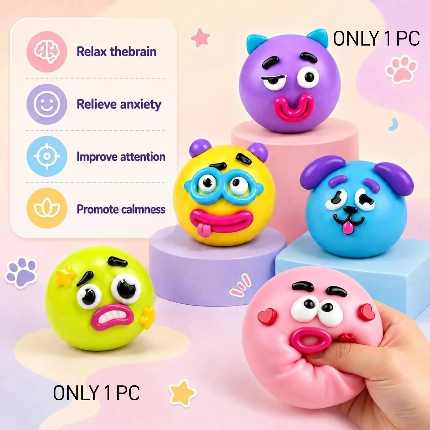 New Dog Face Swap Squishy, Cute Slow Rise Relaxing Sensory Fidget Relief, Anxiety Relief for Adults, Portable Stress Squeeze Ball, Stress Ball Squishies