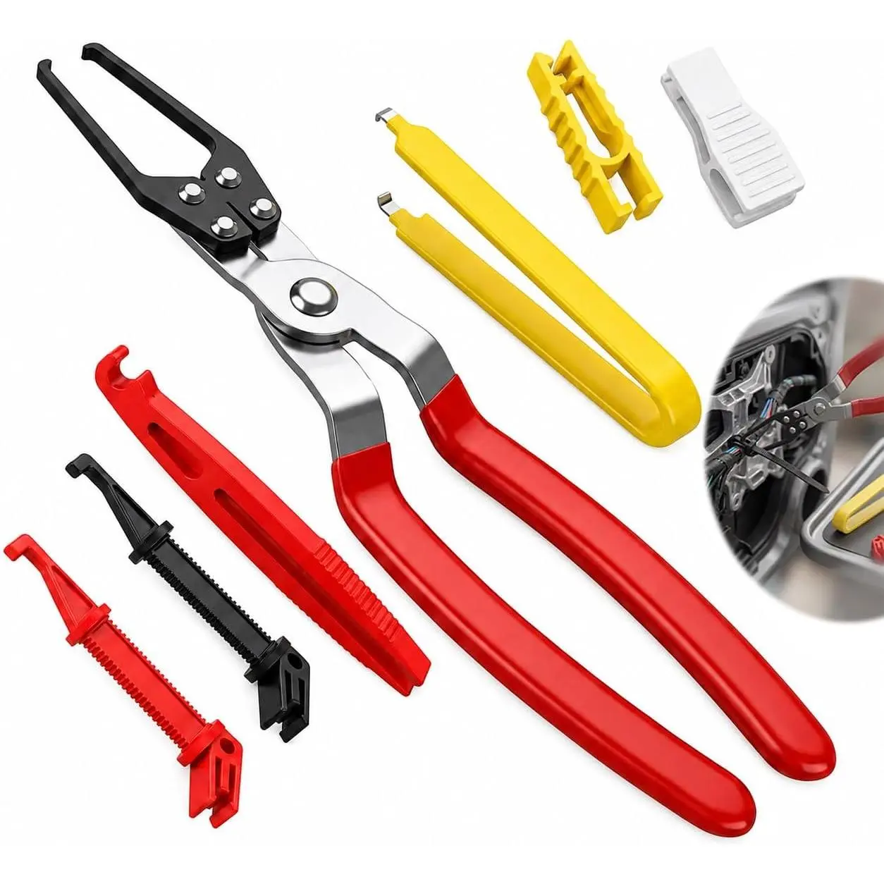 7 count Relay and Fuse Puller Tool Set, Heavy Duty Automotive Pliers | For removing   and relays, Non-slip electrical removal kit for tight spaces
