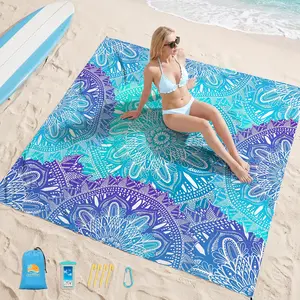Beach Blanket Waterproof Sandproof 1-7 Adult Oversized 78''X81''/10'X9' Lightweight Durable Compact Sand Free Beach Mat for Travel Camping Hiking Picnic Blanket(Gift)