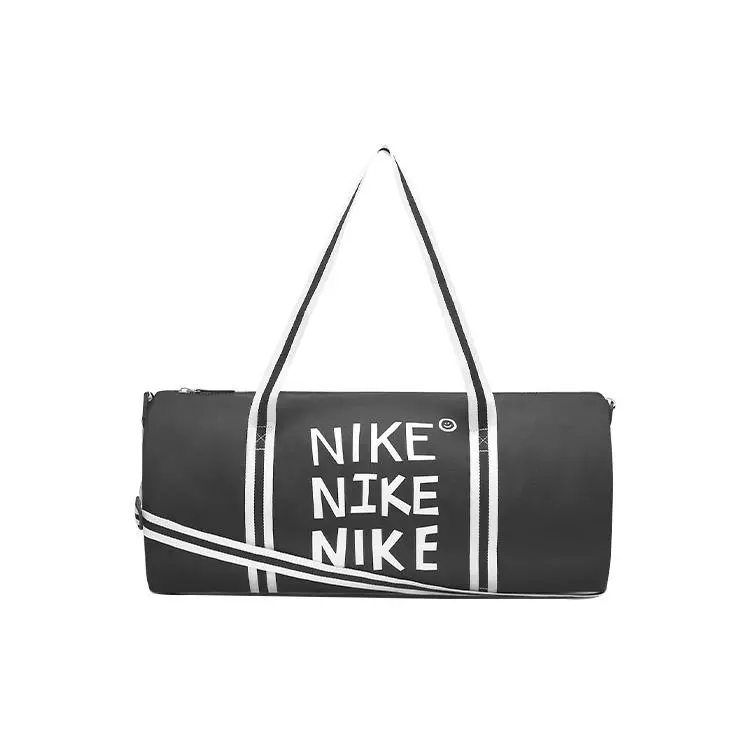 Nike Heritage Sport Duffel Bag for Men with Woven Stripe Detail, Polyester, Black
