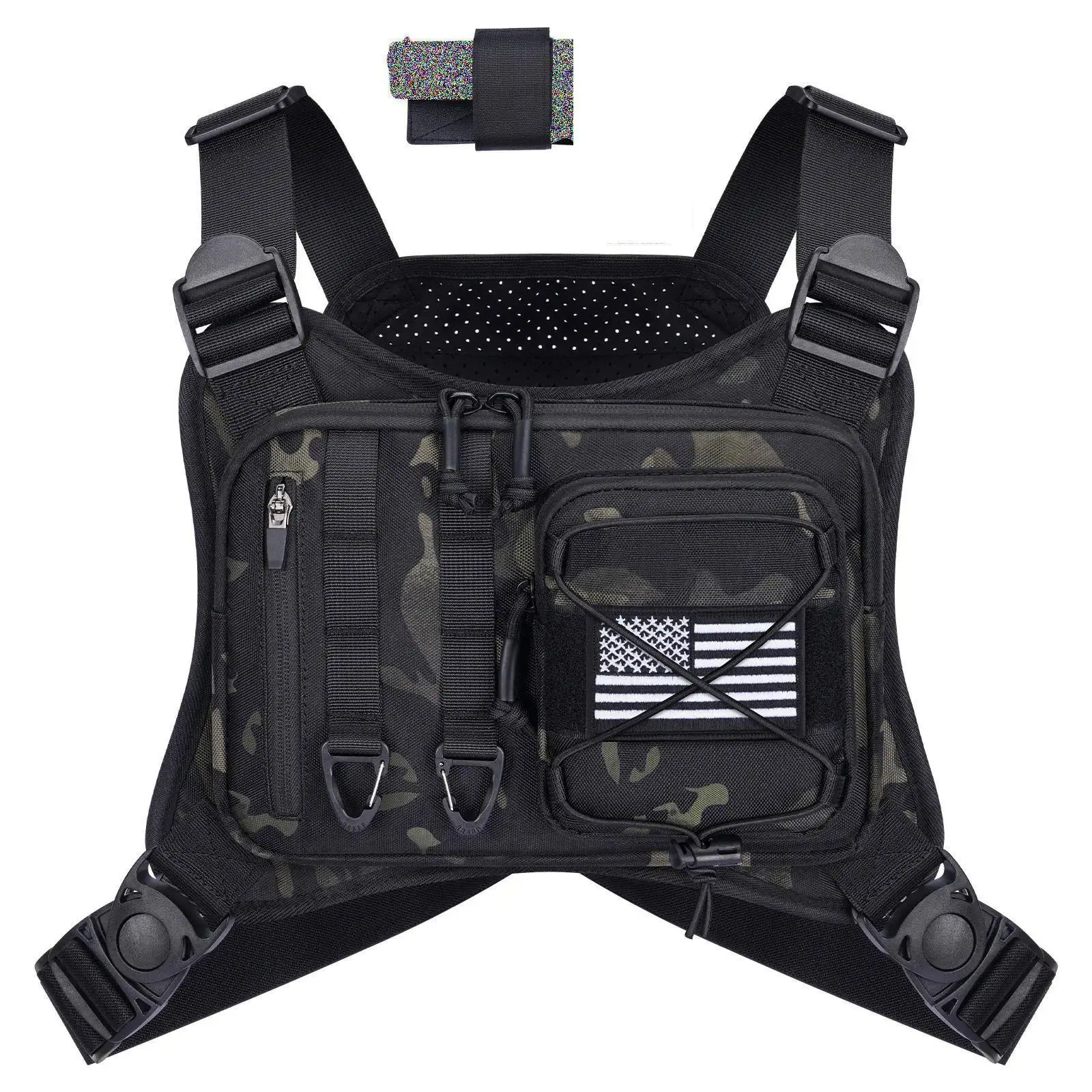 Men's Tactical Chest Pack - Lightweight, Adjustable Fit Gear with Breathable Mesh, Quick Access, Pistol-Ready Pocket for Motorcycle Riding, Hiking, Storing Keys, Earphones, Active Sport Equipment