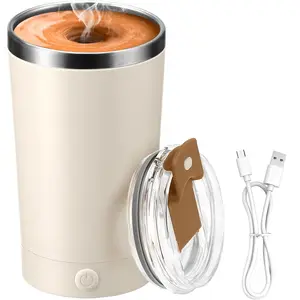 Electric High-Speed Self-Stirring Coffee Mug with Lid, 400ml Rechargeable Detachable Stainless Steel Drinkware for Coffee, Milk, Cocoa