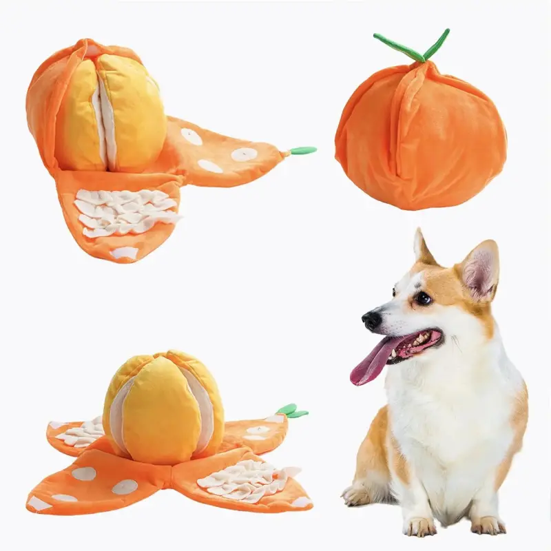 Fruit Fabric Animal Print Hide-and-Seek Dog Plush - Squeak Toy, Crinkle Nosework Snuffle Puzzle for Small-Medium Zoomie Pups, Energy Burn Interactive Chew Toy with Cute Gnome Christmas Ornament Tug Ball Giant Horse Pump sniff automatic Holiday Pet Set