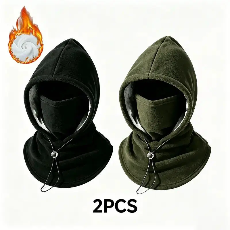 2-piece integrated flannel warm face mask and hat, windproof and warm for outdoor cycling, autumn and winter style, warm hat with neck visor.