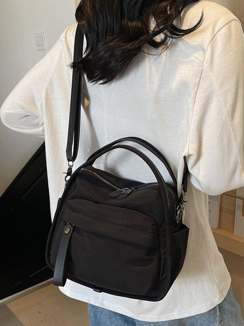 Niche design simple and casual daily commuter bag, small fresh contrast color handbag messenger bag, fashionable and trendy versatile multi-color optional, suitable for daily commuting, shopping, etc., Everyday Shoulder Bag