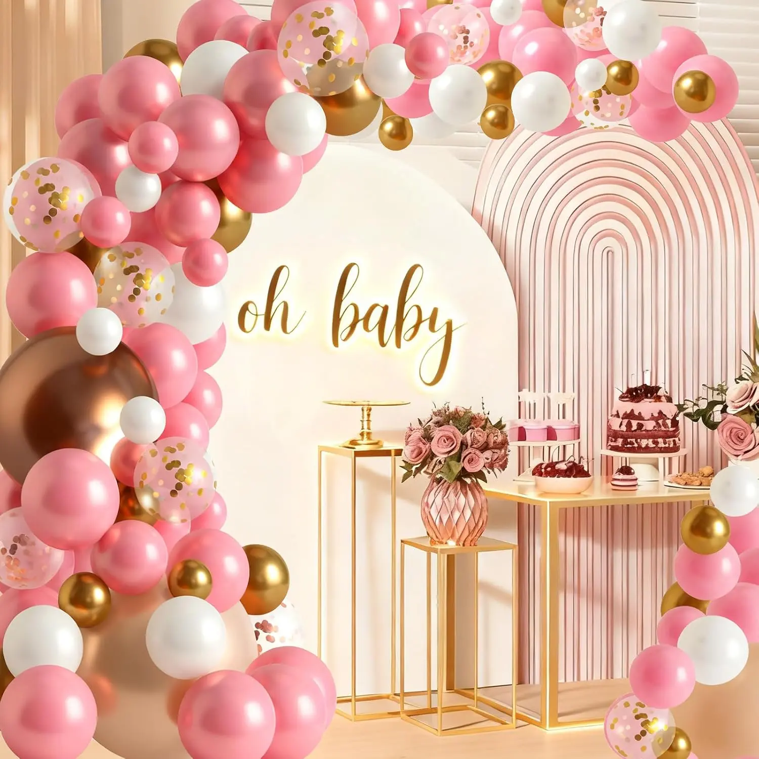 Rose  Balloon Arch Kit,   &  Balloons Decor for  Shower, Wedding, Bridal Shower,  & Birthday Party Decorations
