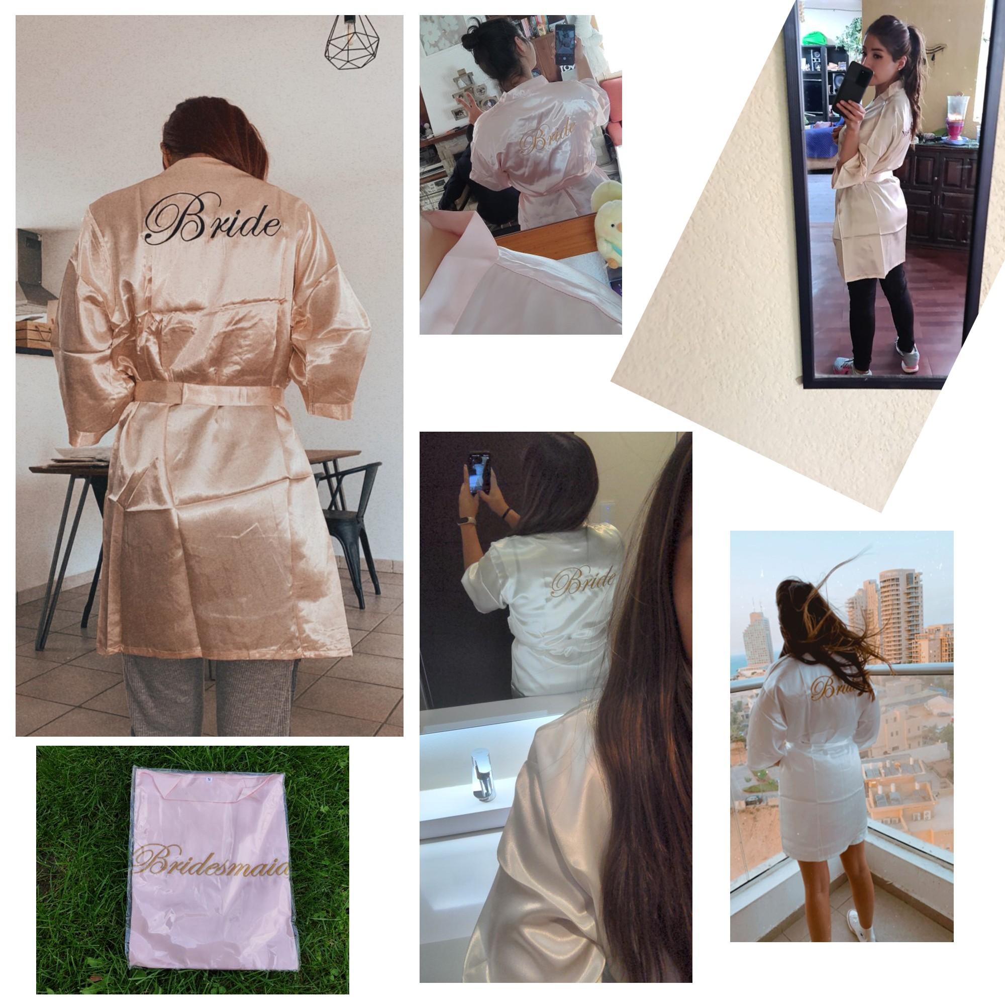 Wedding Bride Bridesmaid Robe Dressing Gown Sexy Women Bathrobe Nightgown Short Sleepwear Casual Flower Kimono Geisha M L XL