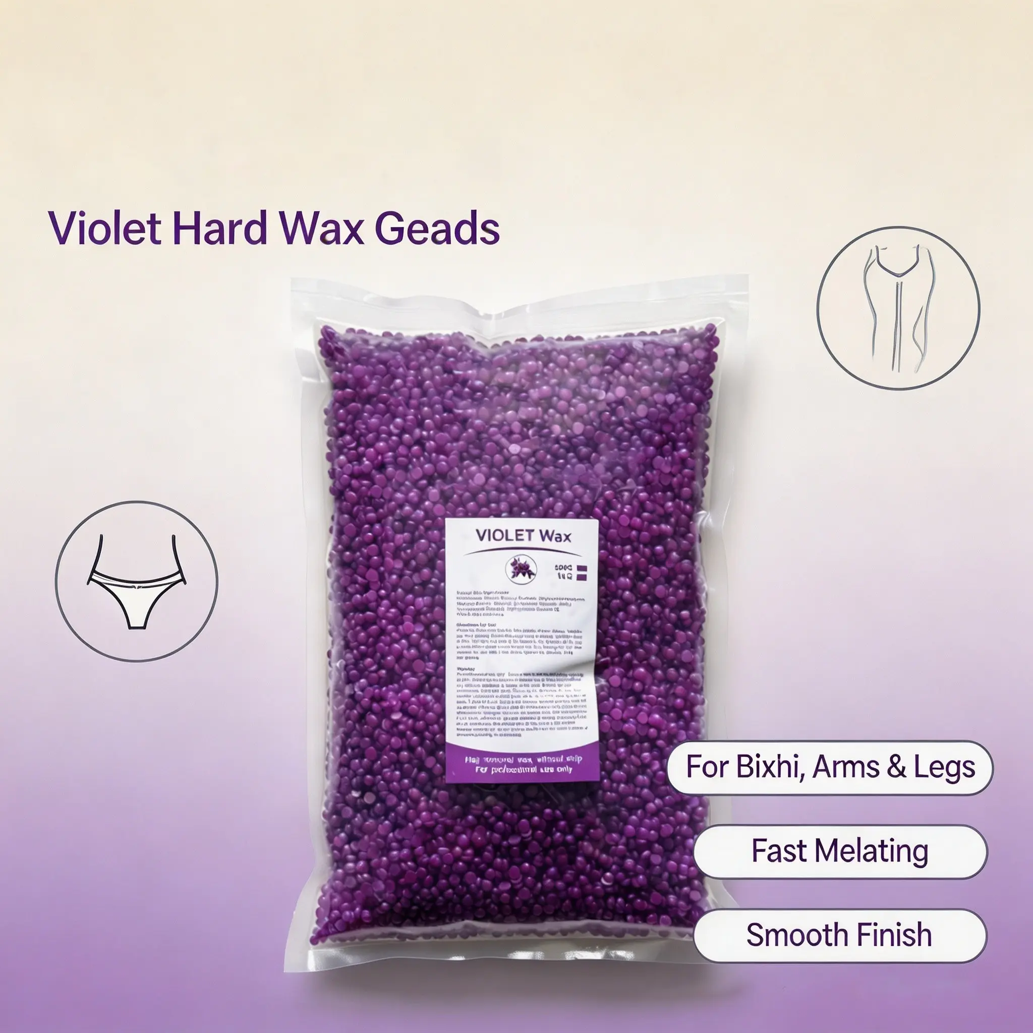 1000G Hair Removal Hard Wax, Violet Scent-Home Hair Removal Salon Kit-Long-Lasting Gentle Wax Formula-Body Care-Gentle At-Home Waxing Product-Large Capacity Home Salon Supply-Suitable for Coarse Hair-Salon-Grade Wax-Hair Removal Wax Therapy-Smooth