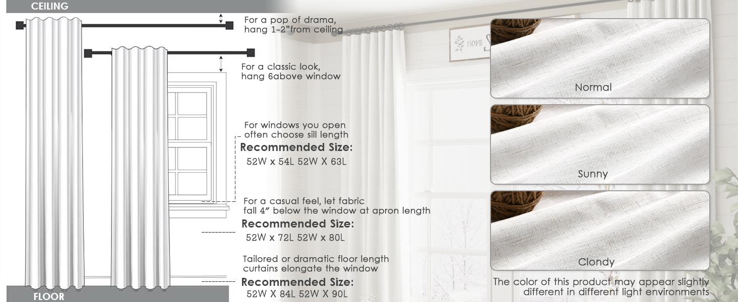 Cream 100% Blackout Linen Curtains 84 Inch Length 2 Panels Set for Bedroom Back Tab Cortinas Para Sala Black Out Curtain for Living Room Modern Farmhouse Decor Natural Ivory Drapes 52x84